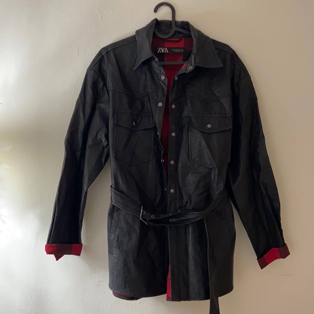 Faux leather top